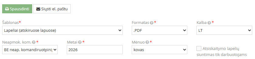 Selecting payroll slips for sending